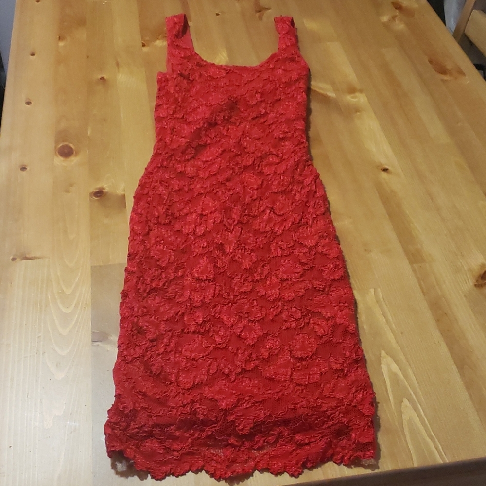 Red lace dress